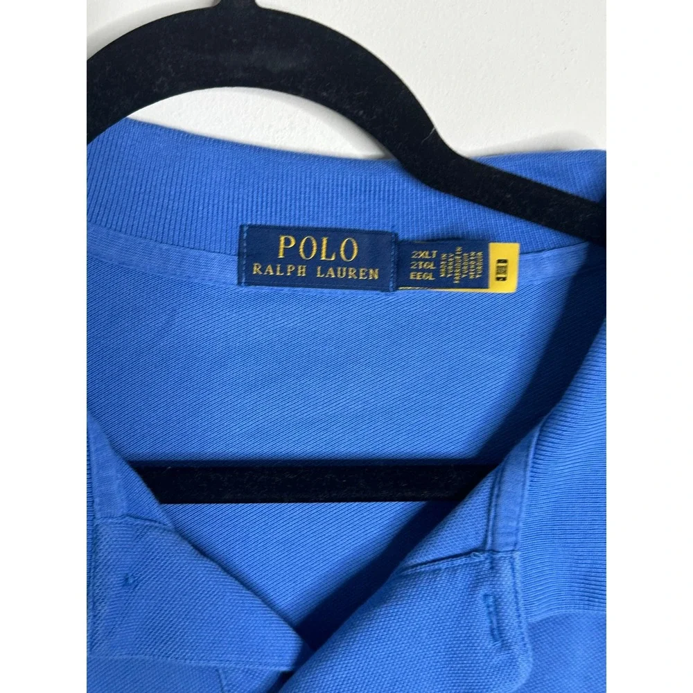 Polo Ralph Lauren Mens 2XLT Blue Polo Bear Short Sleeve Pique‎ Shirt Big & Tall